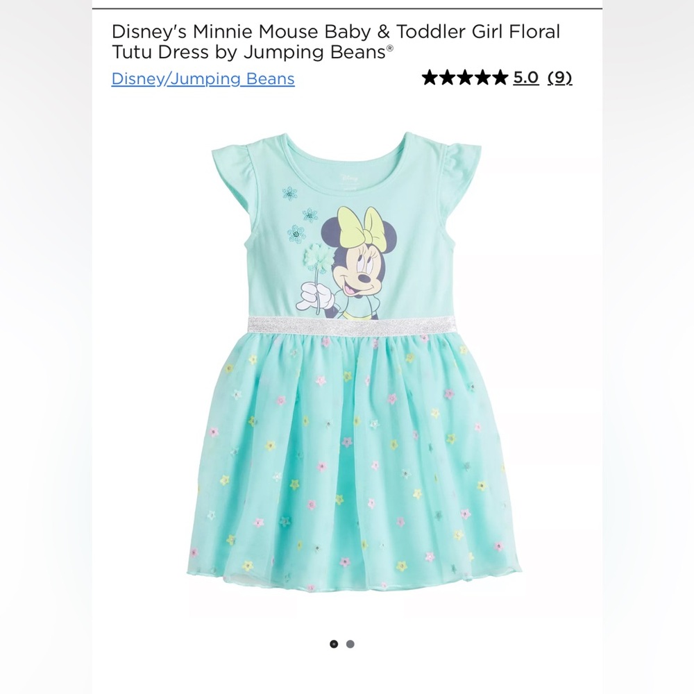 Disney Aqua Minnie Mouse Dress with Floral Accents
